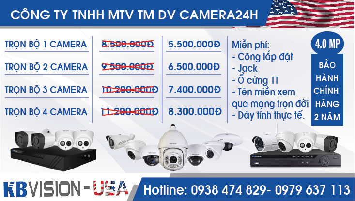 Bảng giá trọn bộ camera 1 2 3 4 kbvision 4.0mp, tron bo camera tai binh duong, trọn bộ camera tại bình dương