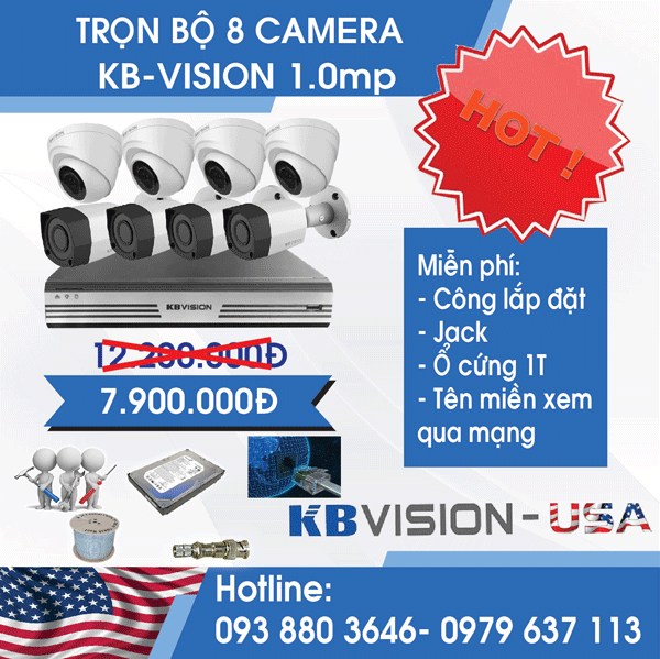 Trọn Bộ Camera Quan Sát giá rẻ - Trọn Bộ Camera 8 liên hệ 0938803646